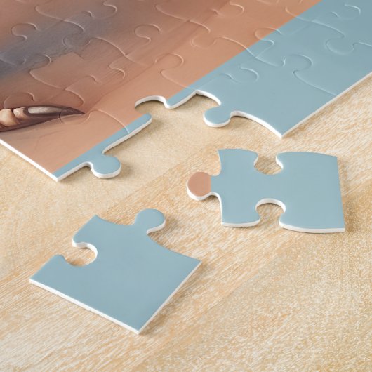 水着を着たニワトリたちと海辺 ジグソーパズル (側面)