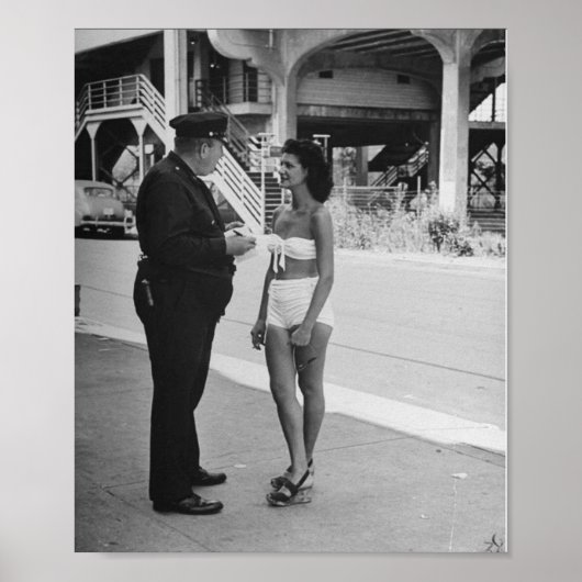 水着を着た女性がチケット ポスター (正面)