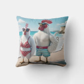 水着を着た白い鶏 クッション (裏面)