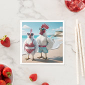 水着を着た白い鶏 スタンダードカクテルナプキン (インサイチュ)