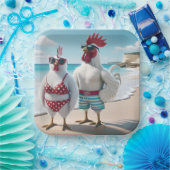 水着を着た白い鶏 ペーパープレート (パーティー)