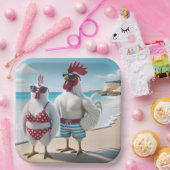 水着を着た白い鶏 ペーパープレート (パーティー)