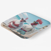 水着を着た白い鶏 ペーパープレート (傾斜あり)