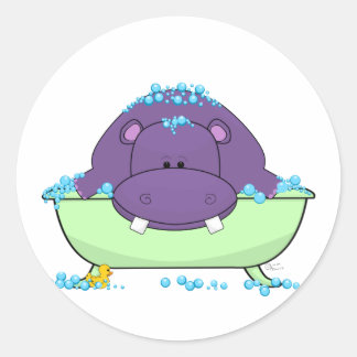 水着パープルヒッポ ラウンドシール
