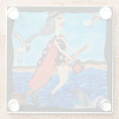 水着間抜けで魔女のビーチ貝 ガラスコースター (裏面)