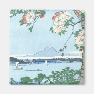 水神神社まさき広重日本のファインアート マグネット