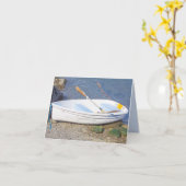 水空白のなカードの2本のオールが付いている漕艇 カード (黄色い花)