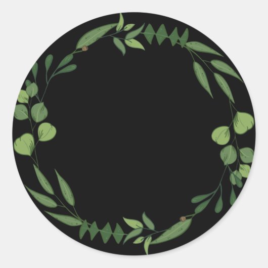 水空白のエレガント色リーフオーナメントクラシックRo ラウンドシール (正面)