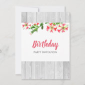 水空白の素朴色トレーリングペチュニアス誕生日 招待状 (裏面)