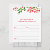 水空白の素朴色トレーリングペチュニアス誕生日 招待状 (正面)