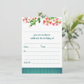 水空白の素朴色トレーリングペチュニアス誕生日 招待状 (スタンド正面)