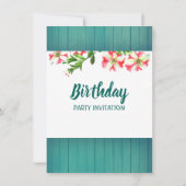 水空白の素朴色トレーリングペチュニアス誕生日 招待状 (裏面)