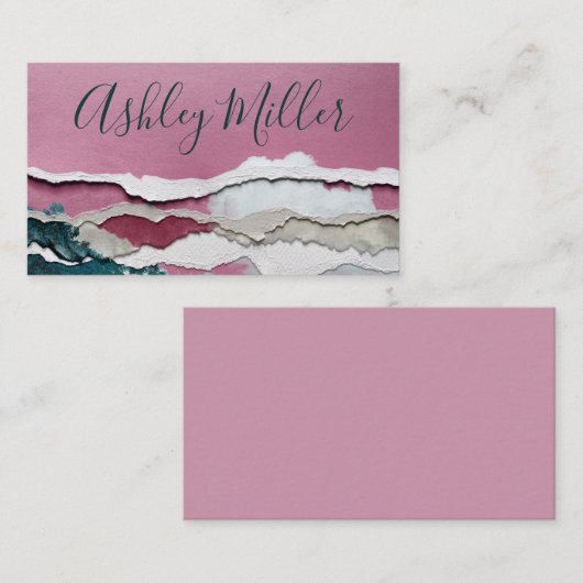 水空白の色と破れた紙名刺 名刺 (正面/裏面)