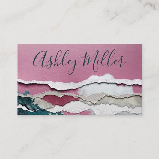 水空白の色と破れた紙名刺 名刺 (正面)