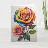 水空白の色バラ カード (正面)