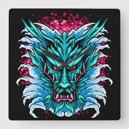 水竜 スクエア壁時計 (正面)