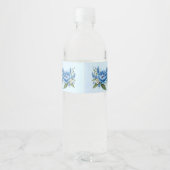 水筒ラベル - 青い芍薬のウェディング ペットボトルラベル (裏面)