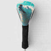 水素晴らしに泳ぐピレネーの犬001 ゴルフヘッドカバー (正面)