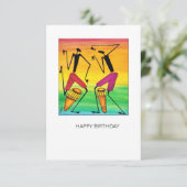 水素晴らし色アフリカドラミング誕生日カード (スタンド正面)
