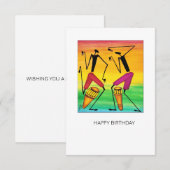 水素晴らし色アフリカドラミング誕生日カード (正面/裏面)