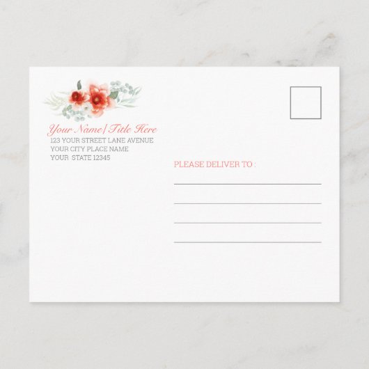 水素晴らし色フローラマザーズデイブランチ インビテーションポストカード (裏面)