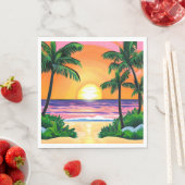 水素晴らし色ヤシの木サンセット スタンダードランチョンナプキン (インサイチュ)