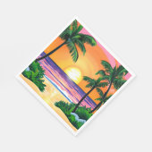水素晴らし色ヤシの木サンセット スタンダードランチョンナプキン (角)