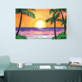 水素晴らし色ヤシの木サンセット 横断幕 (トレードショー)