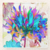 水素晴らし色レインボーカボスダリア ガラスコースター (正面)