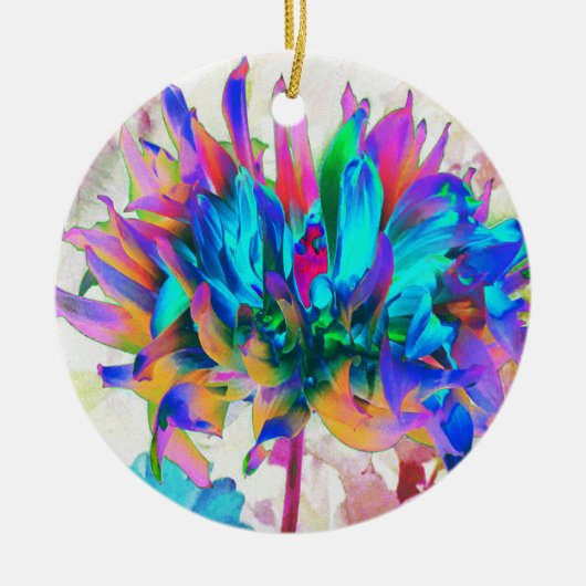 水素晴らし色レインボーカボスダリア セラミックオーナメント (正面)