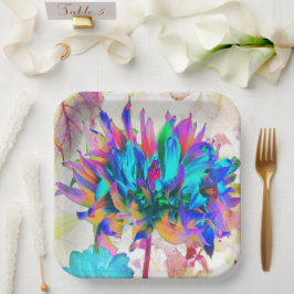 水素晴らし色レインボーカボスダリア ペーパープレート