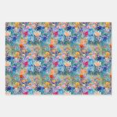 水素晴らし色数々の花柄 ラッピングペーパーシート (正面3)