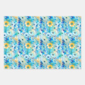 水素晴らし色数々の花柄 ラッピングペーパーシート (正面2)