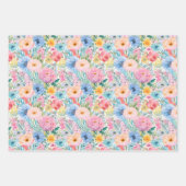 水素晴らし色数々の花柄 ラッピングペーパーシート (正面)