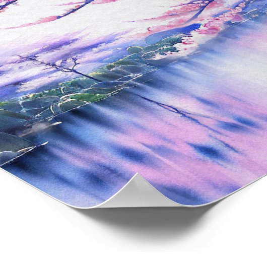 水素晴らし色桜さくらんぼ絵画ズ ポスター (角)