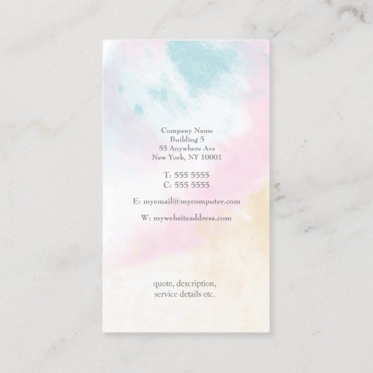 水素晴らし色洗浄マーケティングプロモーション 名刺 (裏面)