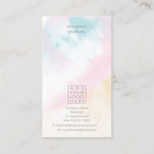 水素晴らし色洗浄マーケティングプロモーション 名刺 (裏面)