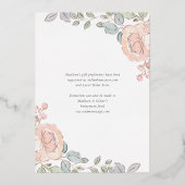 水素朴かわいらし色フローラブライダルシャワー 箔招待状 (裏面)