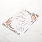 水素朴かわいらし色フローラブライダルシャワー 箔招待状 (回転した状態)