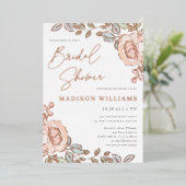 水素朴かわいらし色フローラブライダルシャワー 箔招待状 (立ち正面)