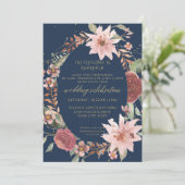 水素朴エレガント色の花ネイビーレッドピンク 招待状 (スタンド正面)