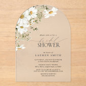 水素朴エレガント色デイジーブライダルシャワー アクリル招待状 (正面)
