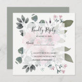 水素朴エレガント色フローラ結婚式RSVP 招待状 (正面/裏面)