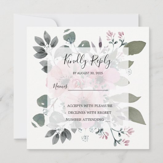 水素朴エレガント色フローラ結婚式RSVP 招待状 (正面)