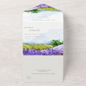 水素朴エレガント色ラベンダーフィ結婚ールド オールインワン招待状 (外側)