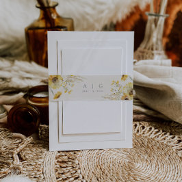 水素朴ミニマル色ひまわり 招待状ベリーバンド