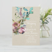 水素朴モダン色スプラッシュフローラ結婚の 招待状 (スタンド正面)