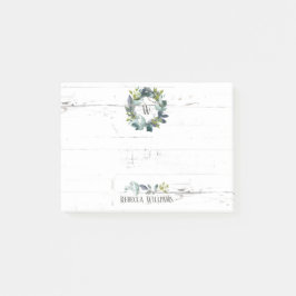 水素朴彩ローレルリースモノグラム名4x3 ポストイット