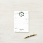 水素朴彩ローレルリースモノグラム名4x6 ポストイット (デスク上)