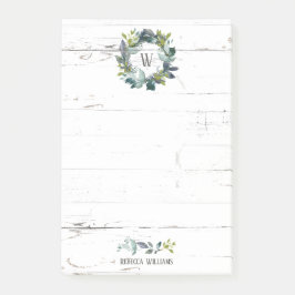 水素朴彩ローレルリースモノグラム名4x6 ポストイット